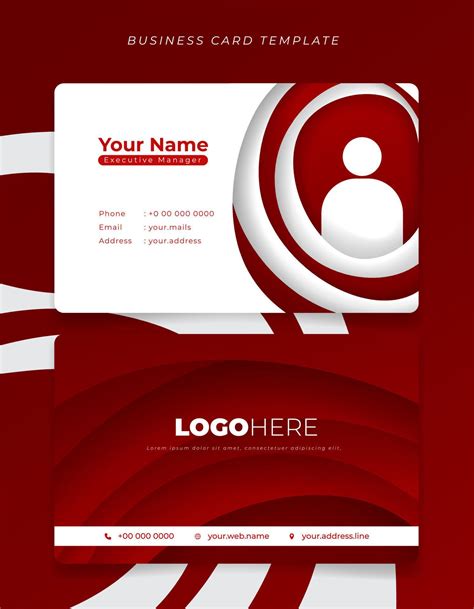 Id card or business card template in red and white paper cut background for employee identity ...