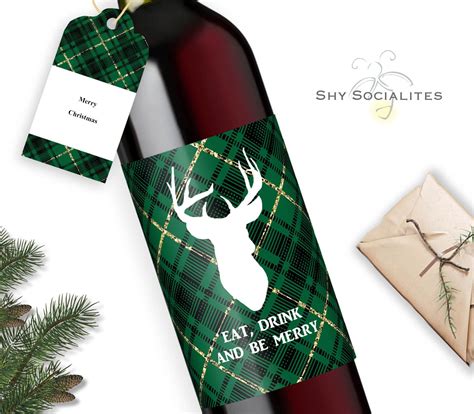 Plaid Wine Label With Gift Tag By The Shy Socialites On Etsy Gift