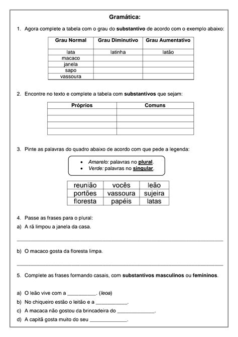 Língua Portuguesa interpretação gramática e ortografia Atividade de