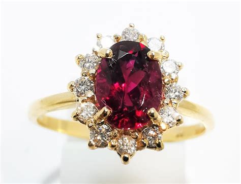 Kt Yellow Gold Ring Ct Tourmaline Diamonds Catawiki