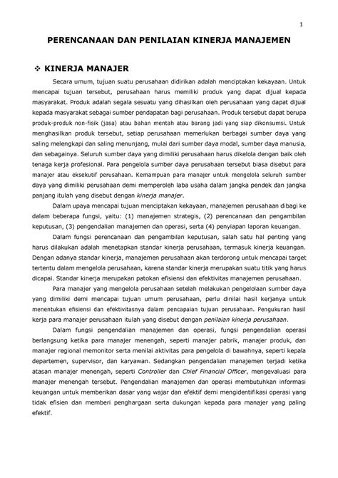 Resume Perencanaan Dan Penilaian Kinerja Manajemen Perencanaan Dan Penilaian Kinerja Manajemen