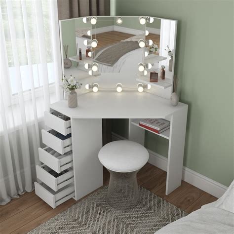 Black Corner Makeup Vanity With Lights Infoupdate Org