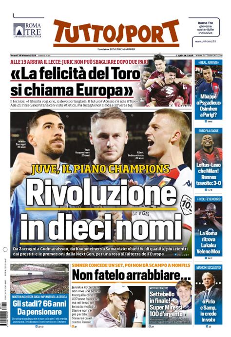 Prima Pagina Tuttosport Loftus Leao Che Milan Rennes Travolto