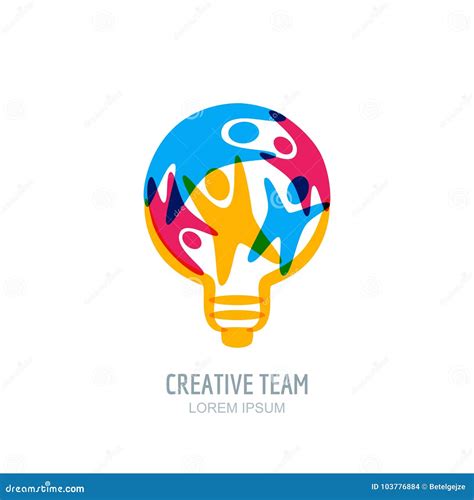 Creative Team Concept People In Light Bulb Shape Vector Human Logo