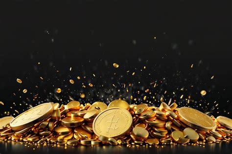 Realistic Gold Coins Explosion Isolated On Transparent Background