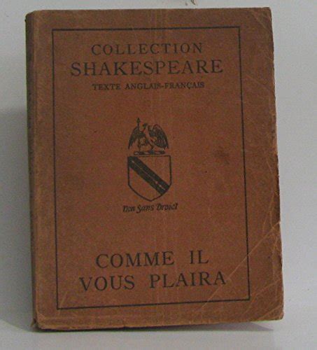 Amazon Fr Comme Il Vous Plaira Texte Anglais Fran Ais Shakespeare