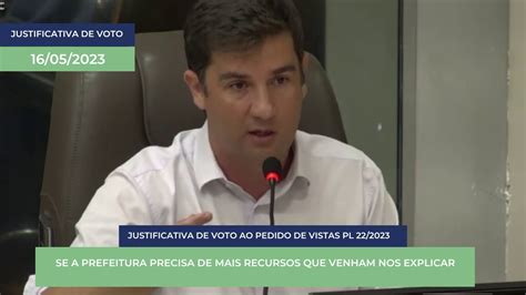 Vereador André Meirinho vota favorável ao PEDIDO DE VISTAS a PL 22 2023