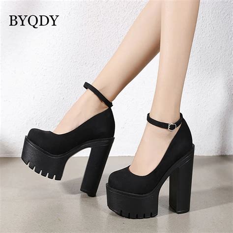 Ankle Strap Platform Thick Heel Footwear Goth Shoes Women Goth