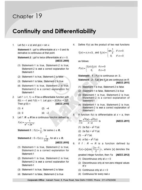 Chapter 19 Continuity And Differentiability Pdf Pdf Function