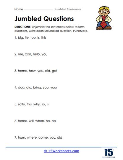 Jumbled Sentences Worksheets