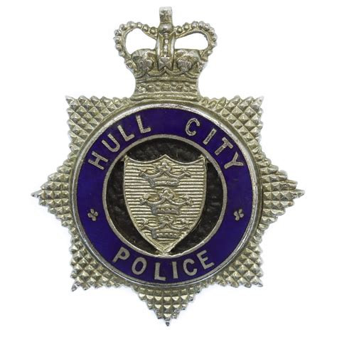 Hull City Police Senior Officers Enamelled Cap Badge Queens Crown