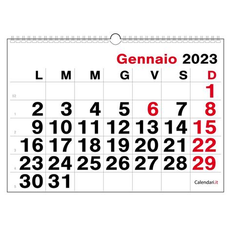 Calendario 2023 Con 12 Mesi A Caselle Tabellare Mensile Calendariit Calendari 2023