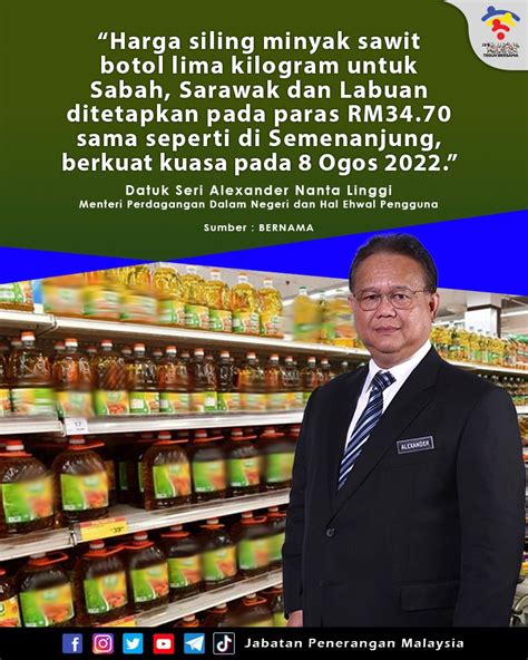 Harga Siling Minyak Masak Sawit Botol Lima Kilogram Untuk Sabah