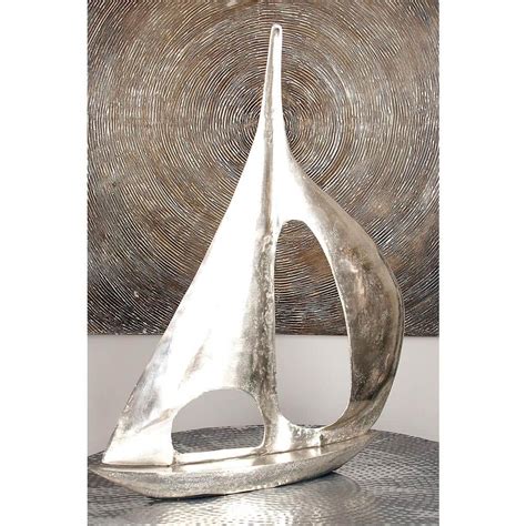 Litton Lane Silver Aluminum Sail Boat Sculpture The Home Depot