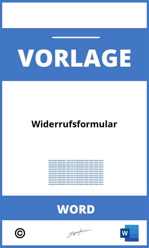 Widerrufsformular Vorlage Word