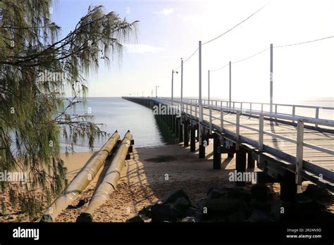 An Aerial View Of The Iconic Urangan Pier In Hervey Bay Queensland