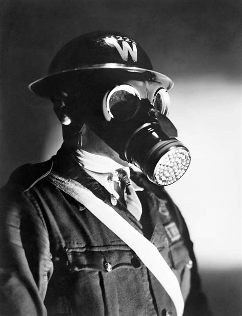 Air Raid Warden Wearing Gas Mask Ww2 England Circa 1940 Photograph By