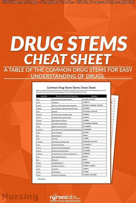 Printable Pharmacy Cheat Sheet