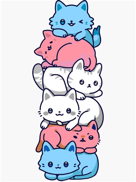 Lesbian Gay Pride Cat LGBT Kawaii Cats Pile Cute Anime Rainbow Flag