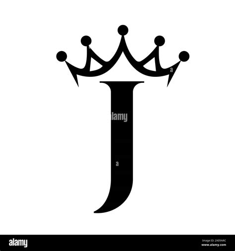 Letter J Crown Logo For Queen Sign Beauty Fashion Star Elegant Luxury Symbol Stock Vector