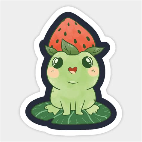 Kawaii Frog With Strawberry Kawaii Animals Sticker Teepublic