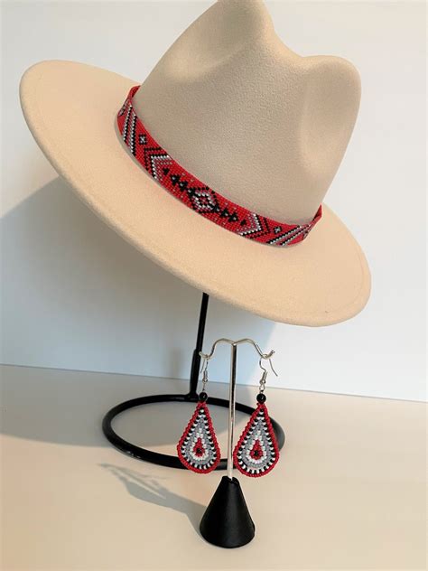 Pre Made Miyuki Loom Beaded Hat Band Red Blaze Etsy