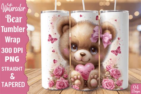 Watercolor Bear Oz Tumbler Wrap Graphic By Danishgraphics Creative