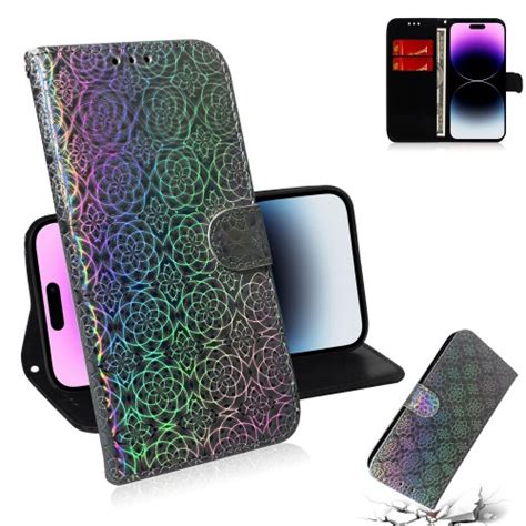 Colorful Magnetic Buckle Leather Phone Case For Iphone Pro Silver