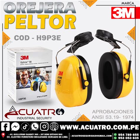 Orejera M Peltor H P E Adaptable A Casco Acuatro Industrial Security