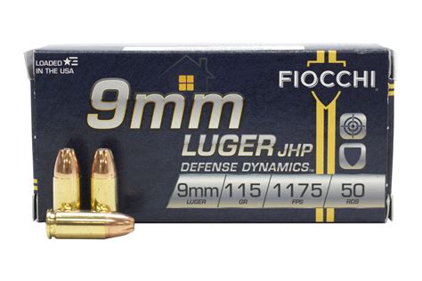 Fiocchi 9mm Luger 115 Gr JHP Defense Dynamics 50 Box Vance Outdoors