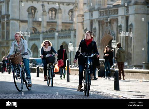 Cambridge University Students On Bicycles Cambridge England November