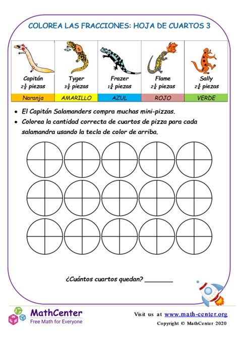 Tercer Grado Hojas De Trabajo Fracciones Como Parte Del Todo Math Center