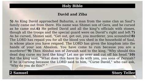 Samuel Chapter David And Ziba The Holy Bible Youtube