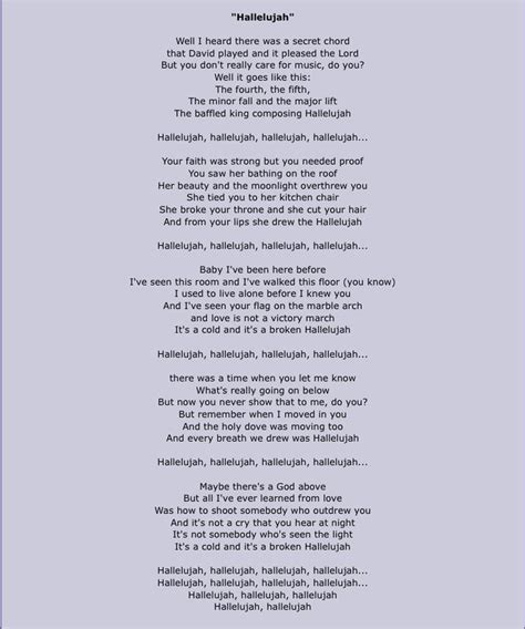 Hallelujah Lyrics | Christian song lyrics, Hallelujah lyrics, Great song lyrics