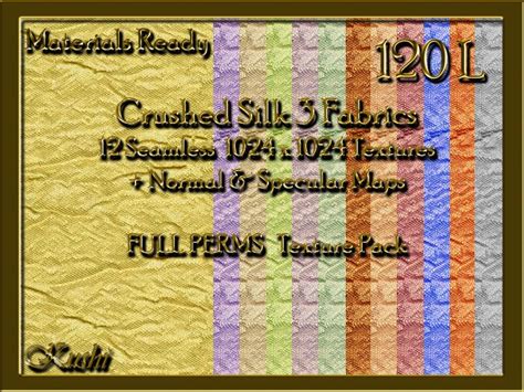 Second Life Marketplace Kushi Crushed Silk 3 Fabric Seamless Textures Materials Ready Full