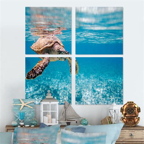 Rosecliff Heights Large Hawksbill Sea Turtle 4 Pieces Print Wayfair