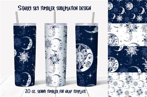 Starry Sky Design Skinny Tumbler Wrap Graphic By Grigaola Creative