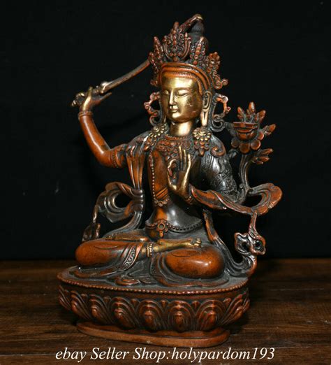 Old Tibet Bronze Gilt Wenshu Manjushri Kwan Yin Guan Yin Goddess