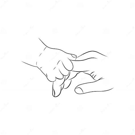 Line Drawing Hand Father And Baby Vector Illustration Baby Hand