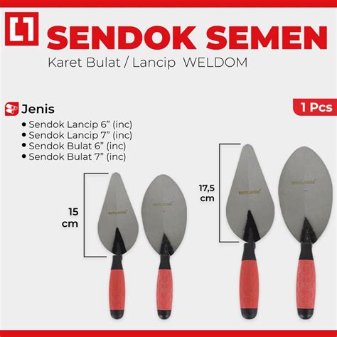 Jual Sendok Semen Gagang Kayu Bulat Lancip 6 7 Weldom Shopee