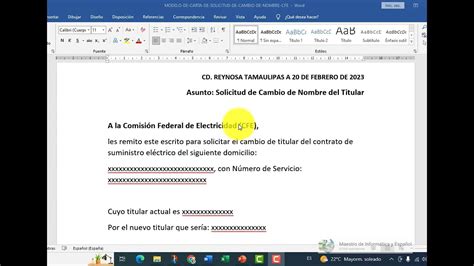 Modelo De Carta Para Solicitar Cambio De Nombre A Cfe Todo Lo Que