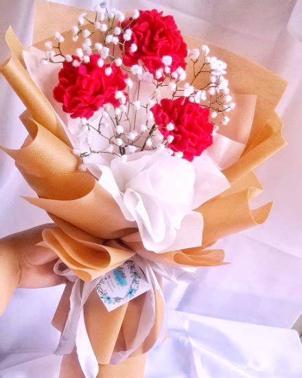 21 Buket Bunga Dianthus Dan Baby Breath Dari Kain Flanel Teman Kreasi