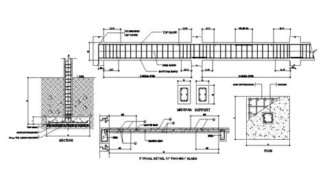 Reinforcement Column Beam Slab Bar Section Drawing Dwg File Cadbull