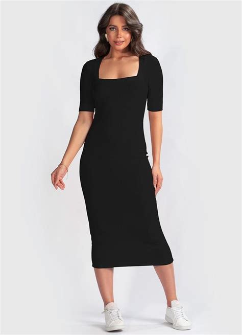 Vestido Malha Canelada Preto Colcci