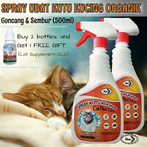 Spray Ubat Kutu Kurap Kucing Organik Lavender 500ml Cat Flea Lice Ear