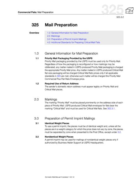 Fillable Online Pe Usps DMM 325 Priority Mail Preparation For