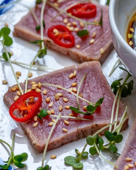 Seared Tuna Tataki Recipe With Sesame And Soy Dressing Blondelish