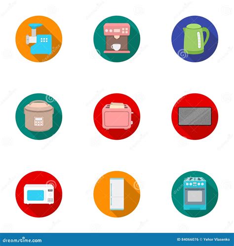 Household Appliances Set Icons In Flat Style Big Collection Of