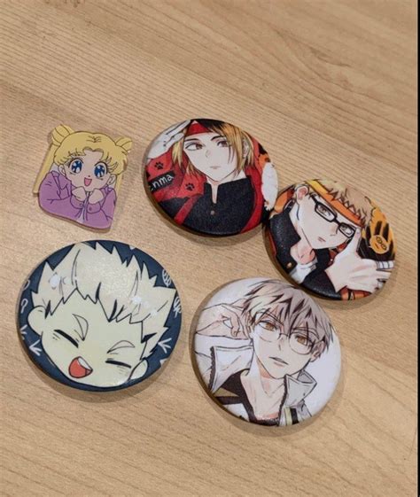 Assorted Anime Badge Clearance Haikyuu Bokuto Tsukishima Kenma Sailor Moon Hobbies And Toys