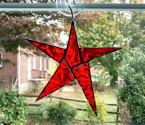 Stained Glass Star Suncatcher Star Ornament Red Glass Star Christma Stained Glass Your Way